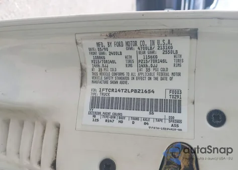 1990 Ford Ranger Super Cab from USA, damaged, VIN 1FTCR14T2LPB21654